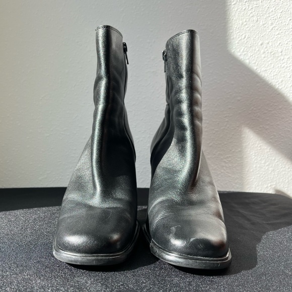 Black Leather Ankle Boots - Picture 1 of 7